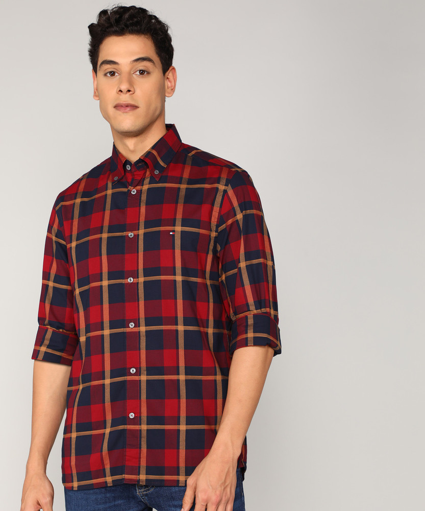 TOMMY HILFIGER Men Checkered Casual Purple Shirt Buy TOMMY
