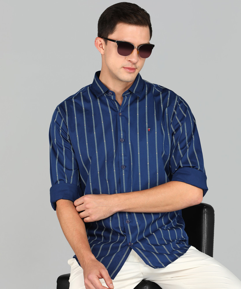 Louis Philippe Sport Men Striped Casual Blue Shirt Buy Louis