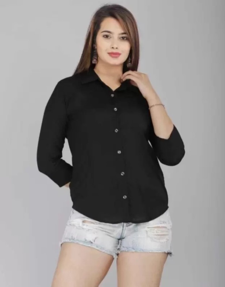 Buy Dark Grey Solid Women Short Shirt Online in India -Beyoung