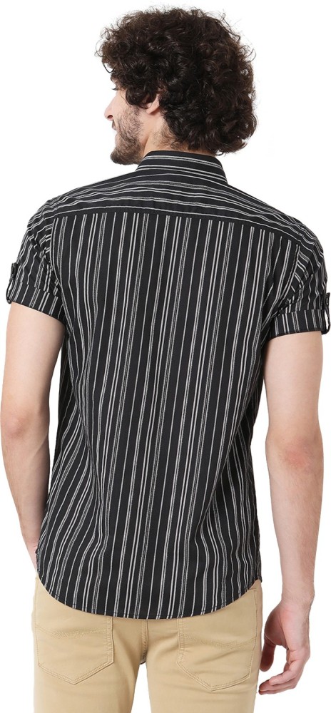 Buy Black & White Stripe Slim Fit Casual Shirt Online at Muftijeans