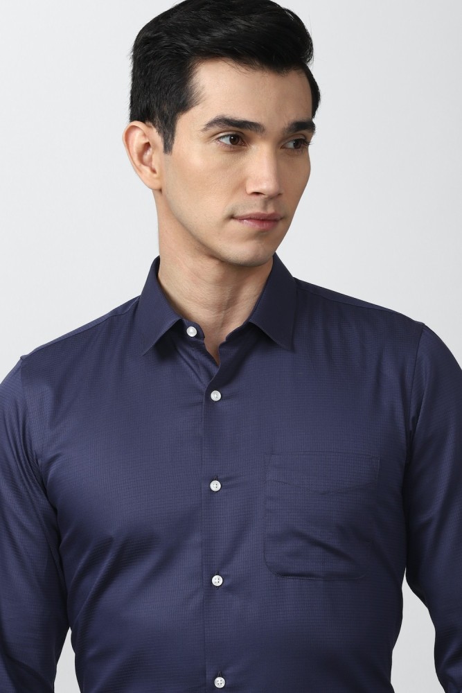 Peter england navy blue hot sale shirt