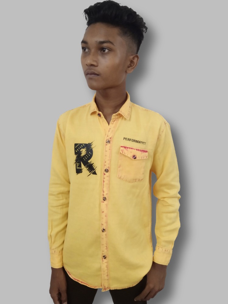 Boys yellow dress outlet shirt