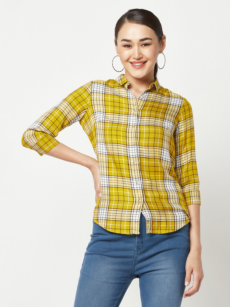 yellow check shirt womens