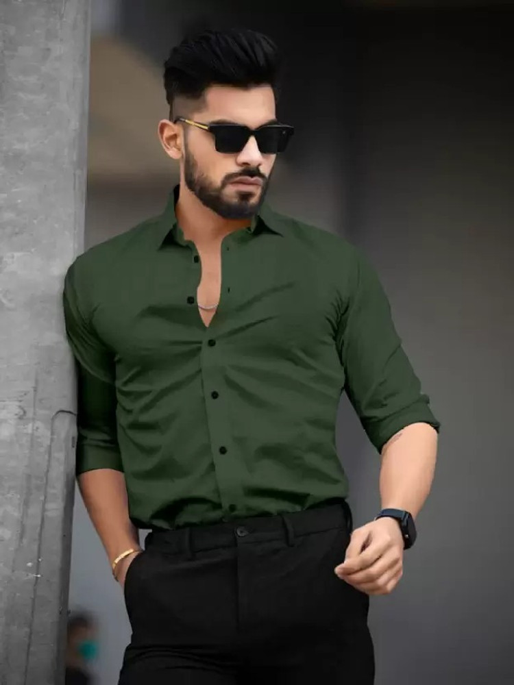 TIEXA Men Solid Formal Green Shirt Buy TIEXA Men Solid Formal