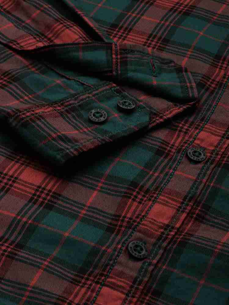 HERE&NOW Men Checkered Casual Dark Green, Red, Black Shirt - Buy HERE&NOW  Men Checkered Casual Dark Green, Red, Black Shirt Online at Best Prices in  India