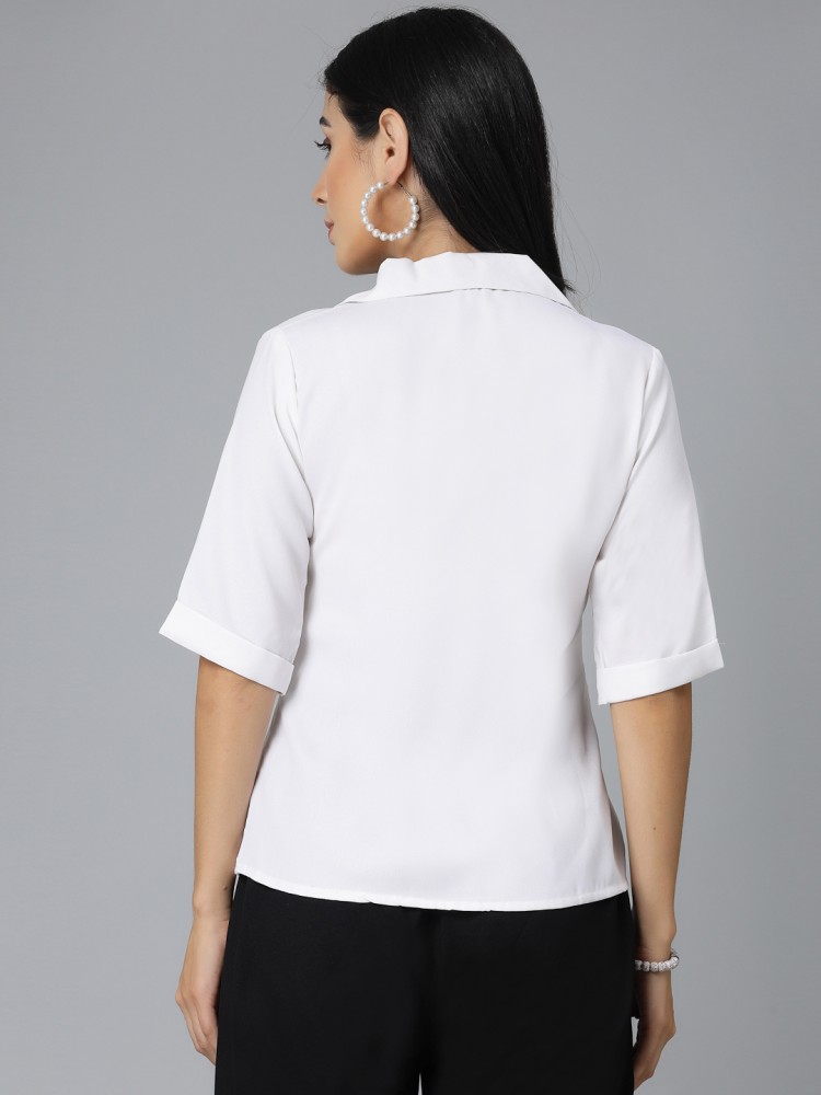 Style Quotient Women Solid Casual White Shirt - Buy Style Quotient Women  Solid Casual White Shirt Online at Best Prices in India