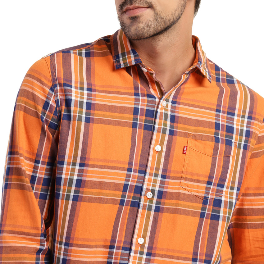 LEVI S Men Checkered Casual Orange Shirt Buy LEVI S Men Checkered Casual Orange Shirt Online at Best Prices in India Flipkart