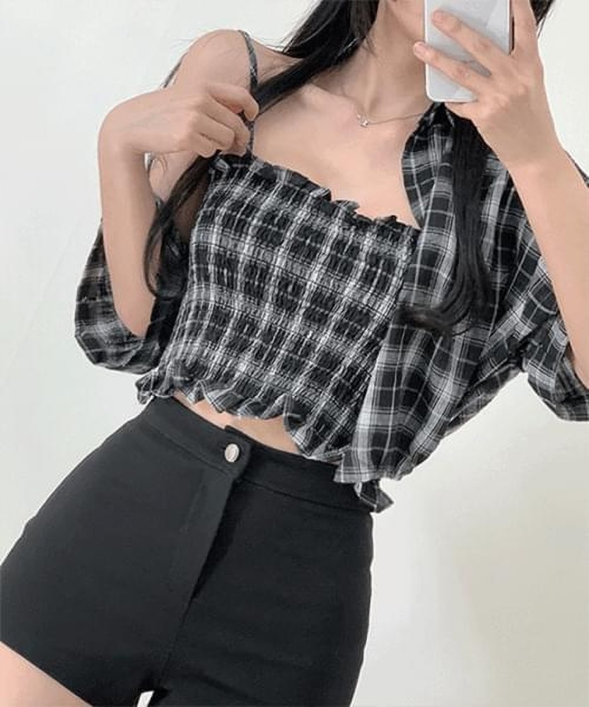 SAMAN FASHION WEAR Women Checkered Casual Black Shirt Buy SAMAN