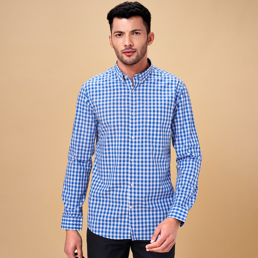 Peregrine by Pantaloons Men Checkered Casual Blue Shirt - Buy Peregrine by  Pantaloons Men Checkered Casual Blue Shirt Online at Best Prices in India