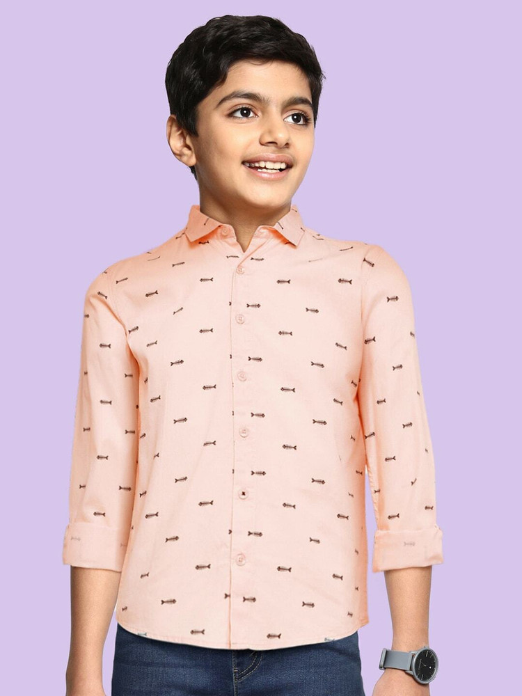 M H Juniors Boys Printed Casual Pink Shirt Buy M H Juniors Boys