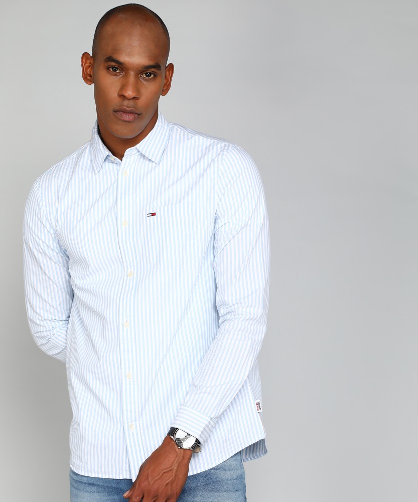 TOMMY HILFIGER Men Striped Casual White Shirt - Buy TOMMY HILFIGER Men  Striped Casual White Shirt Online at Best Prices in India