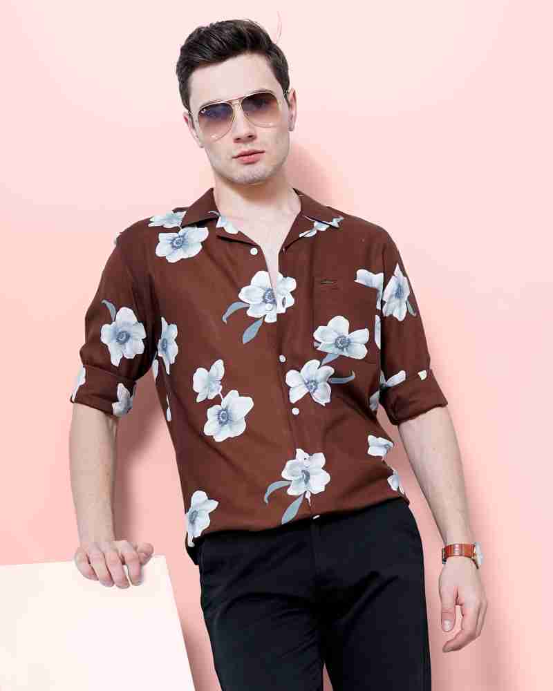 Camisa Men Floral Print Beach Wear Brown Shirt Buy Camisa Men