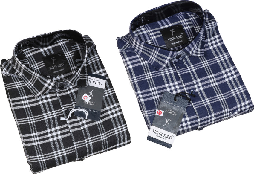 BLUE MARTIN Men Checkered Casual Multicolor Shirt - Buy BLUE 