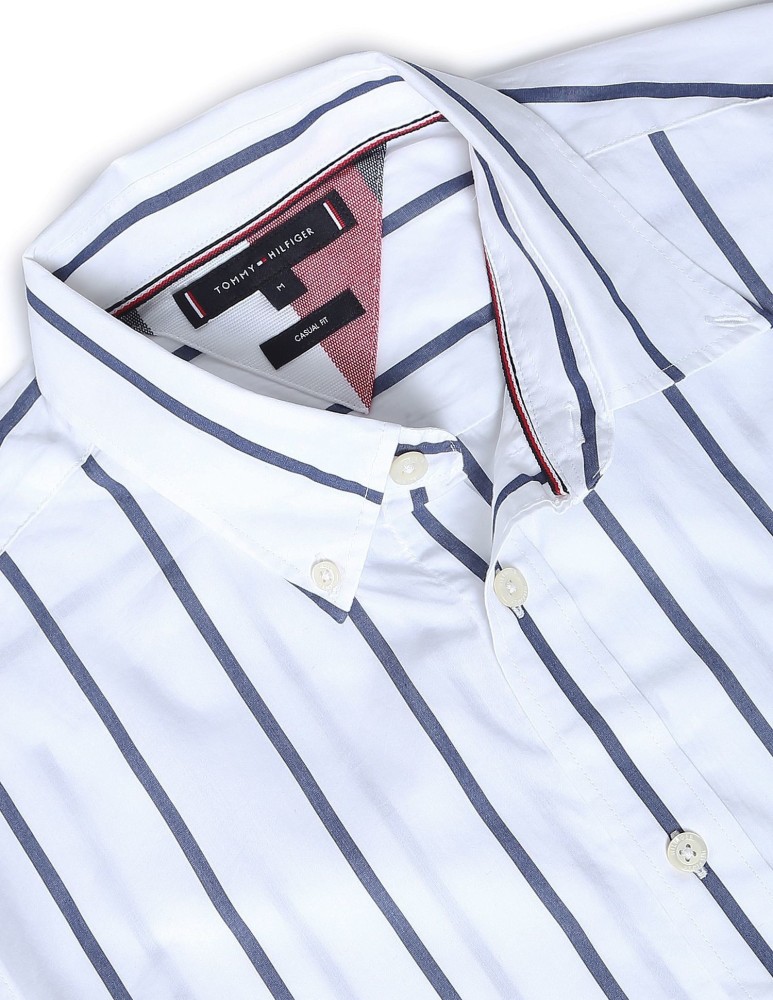 TOMMY HILFIGER Men Striped Casual White Shirt - Buy TOMMY HILFIGER