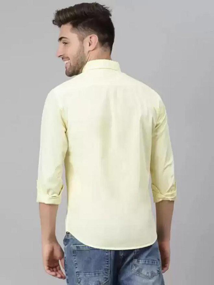 Bright yellow shirt shop outfit