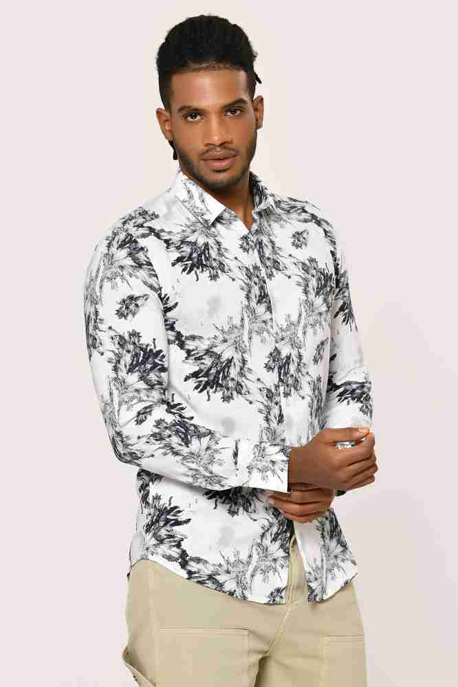 berche Men Printed Casual White, Black Shirt - Buy berche Men Printed  Casual White, Black Shirt Online at Best Prices in India