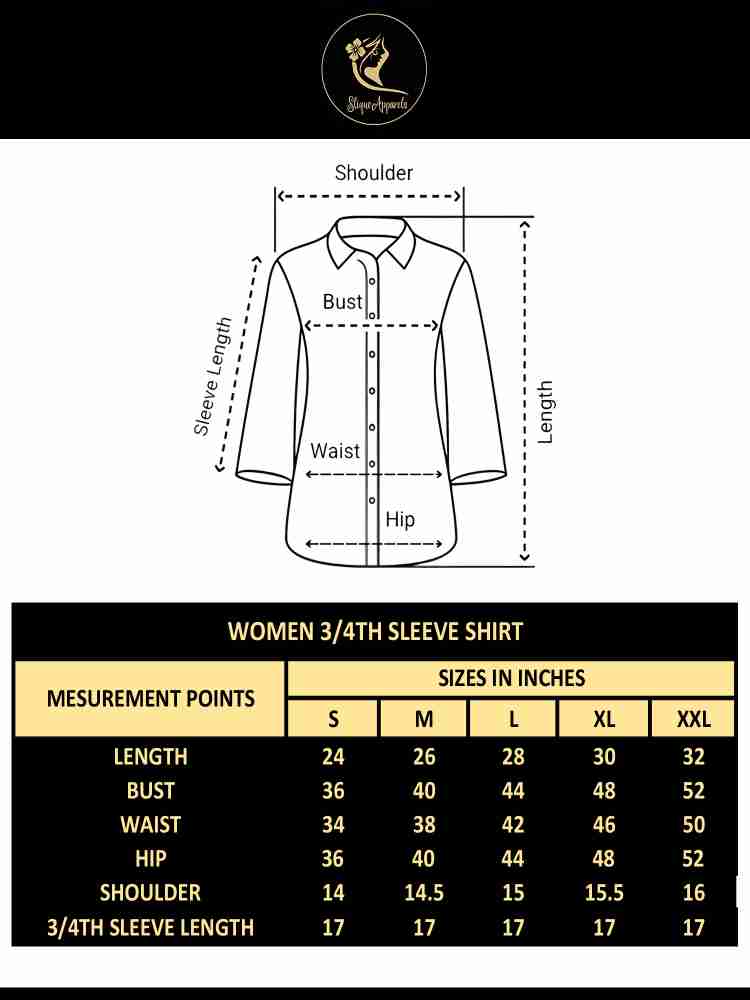 Womens Dress Shirt Size Chart  Dress Shirt Size Chart for Womens