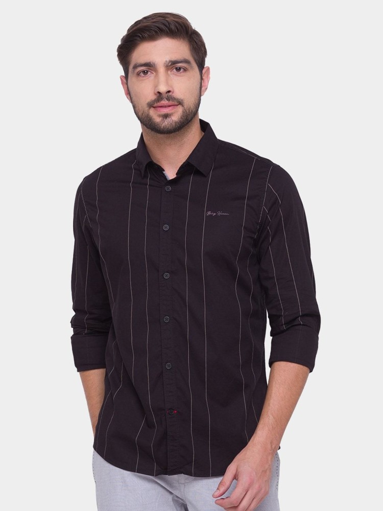 BEING HUMAN Men Striped Casual Black Shirt Buy BEING HUMAN Men Striped Casual Black Shirt Online at Best Prices in India Flipkart