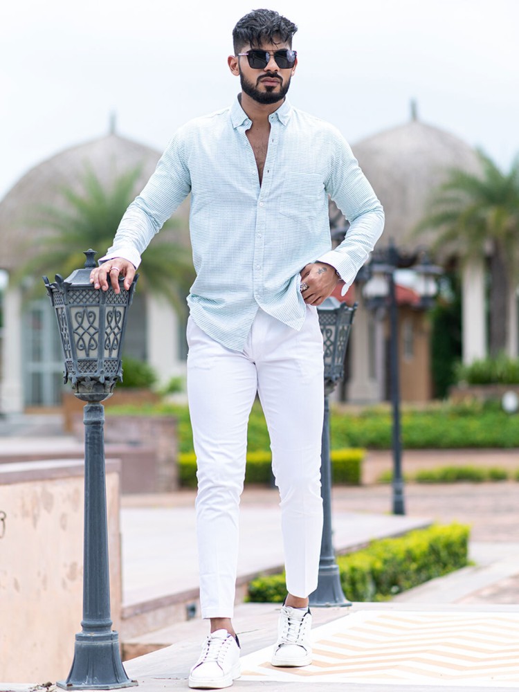 TISTABENE Men Printed Casual Light Blue, White Shirt - Buy TISTABENE Men  Printed Casual Light Blue, White Shirt Online at Best Prices in India