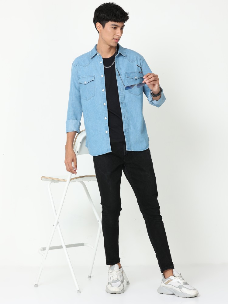 LOVE THY DENIM Men Solid Casual Light Blue Shirt Buy LOVE THY DENIM Men Solid Casual Light Blue Shirt Online at Best Prices in India Flipkart