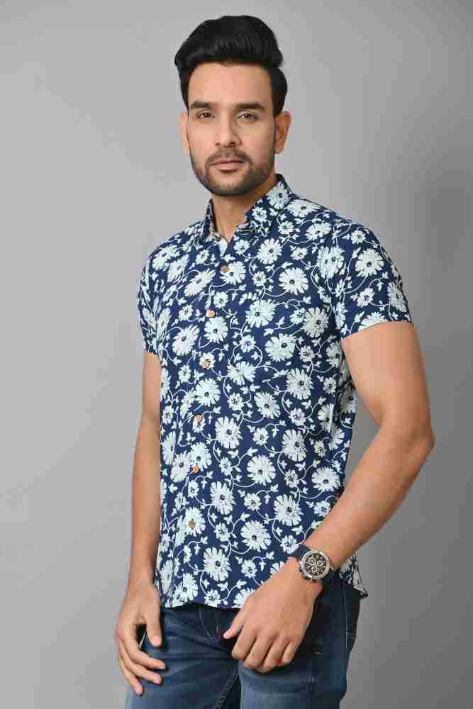 P3D Creations Men Floral Print Casual Dark Blue, White Shirt - Buy P3D Creations Men Floral Print Casual Dark Blue, White Shirt Online at Best Prices in India | Flipkart.com