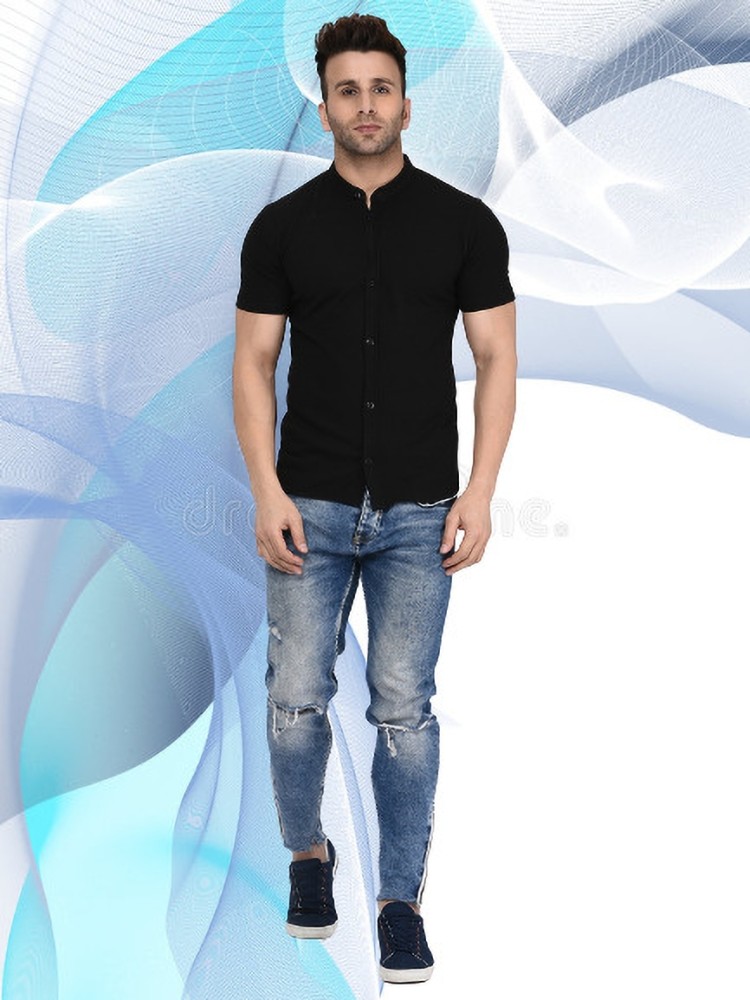 Wild West Men Solid Casual Black Shirt - Buy Wild West Men Solid