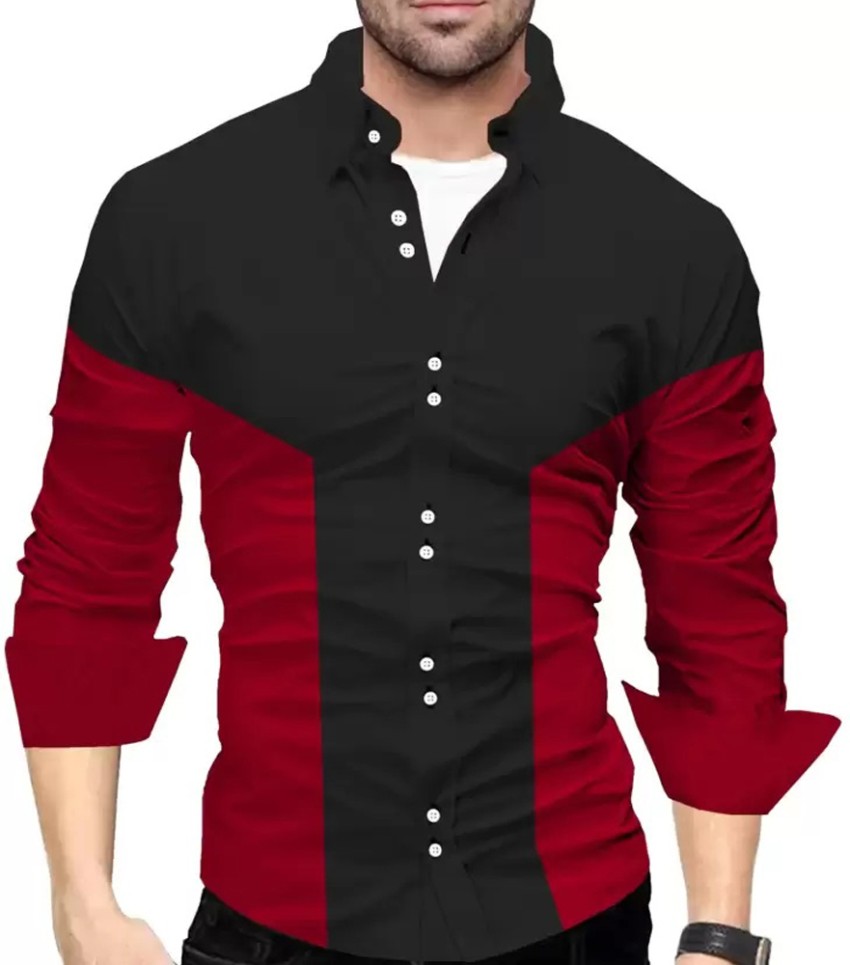 TRIPR Men Color Block Casual Black, Red Shirt - Buy TRIPR Men