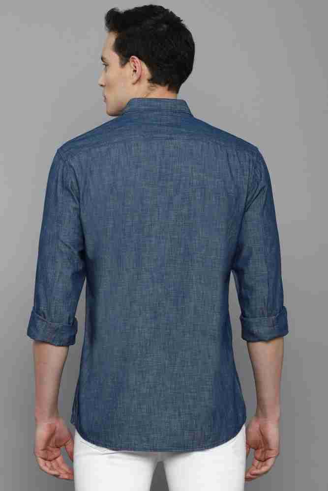 Louis Philippe Casual Shirts : Buy Louis Philippe Men Blue Slim Fit  Textured Full Sleeves Casual Shirt Online