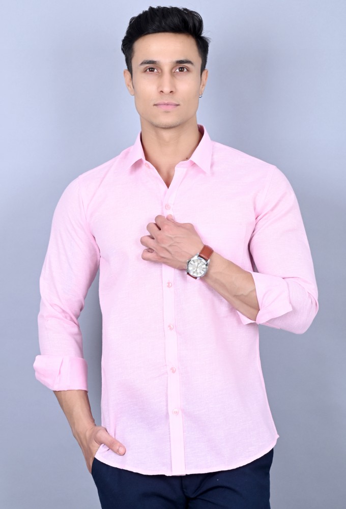 Kozmen Pink Plain Pure Cotton Shirt, Casual, Full Sleeves at Rs