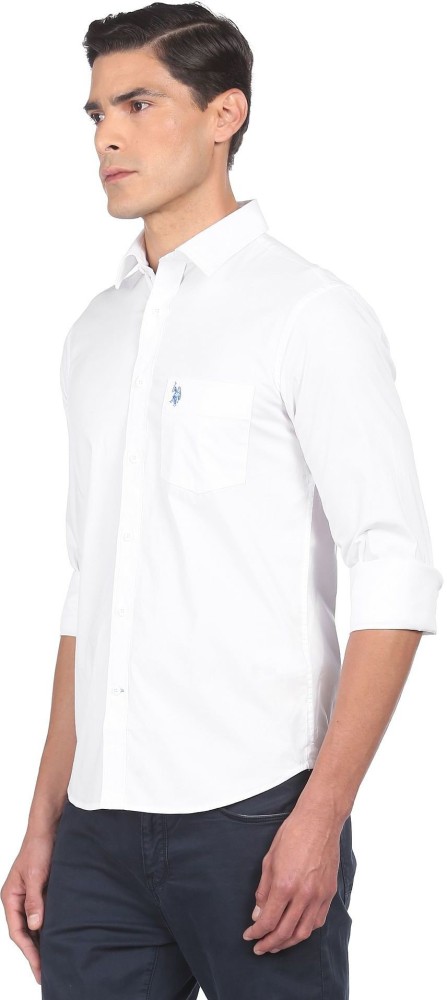 U.S. POLO ASSN. Men Solid Casual White Shirt Buy U.S. POLO ASSN