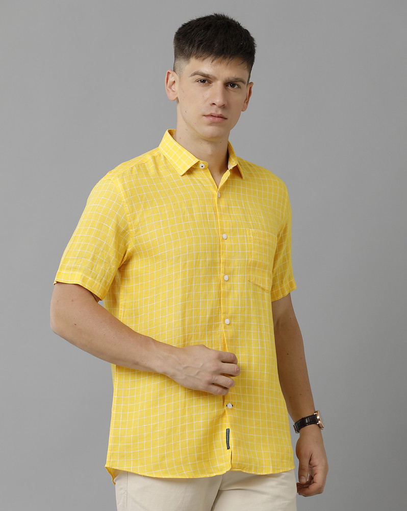 Linen Club Men Checkered Casual Yellow Shirt Buy Linen Club Men Checkered Casual Yellow Shirt Online at Best Prices in India Flipkart