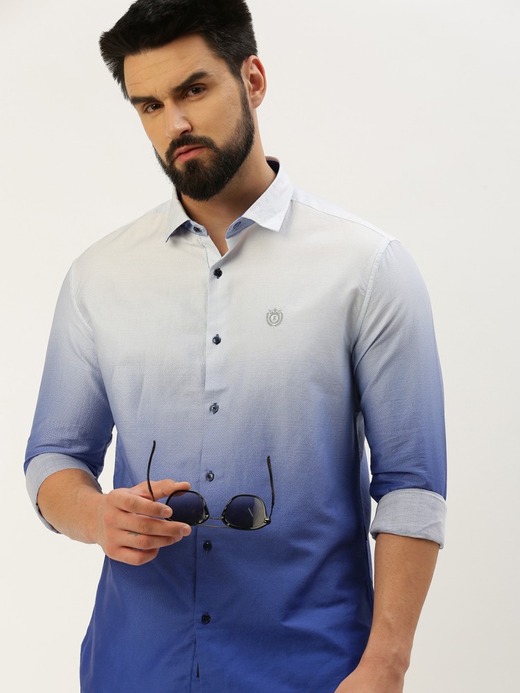 oquent Men Dyed/Ombre, Embellished Casual White Shirt - Buy oquent Men  Dyed/Ombre, Embellished Casual White Shirt Online at Best Prices in India