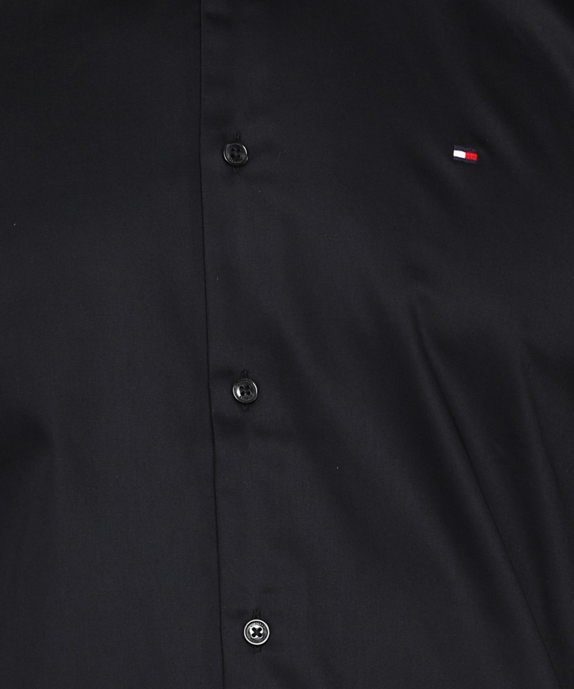 TOMMY HILFIGER Men Solid Casual Black Shirt - Buy TOMMY HILFIGER Men Solid  Casual Black Shirt Online at Best Prices in India