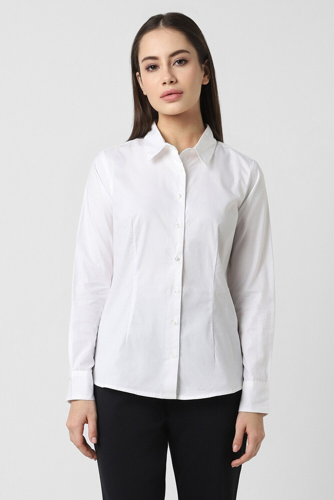 VAN HEUSEN Women Solid Casual White Shirt Buy VAN HEUSEN Women
