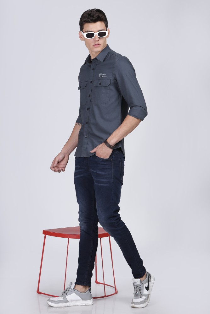 Dark grey sales shirt with jeans