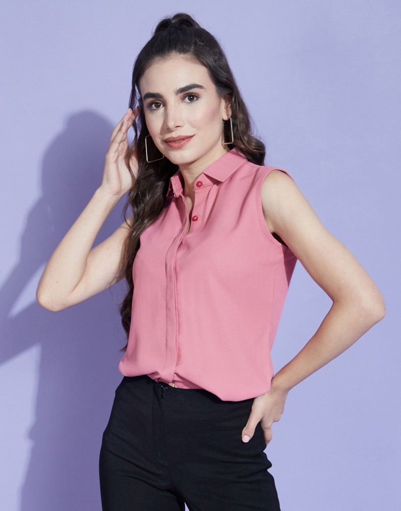 Selvia Women Solid Casual Pink Shirt - Buy Selvia Women Solid Casual Pink Shirt  Online at Best Prices in India