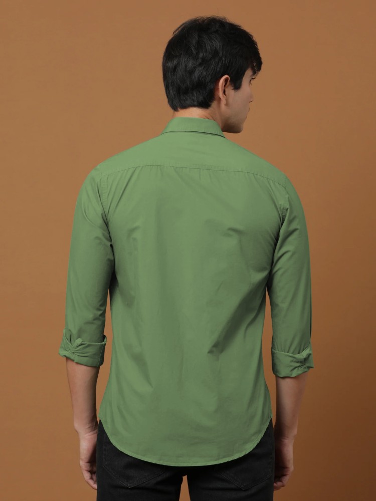 OFFICER LIKE QUALITIES Men Solid Casual Green Shirt - Buy OFFICER LIKE  QUALITIES Men Solid Casual Green Shirt Online at Best Prices in India