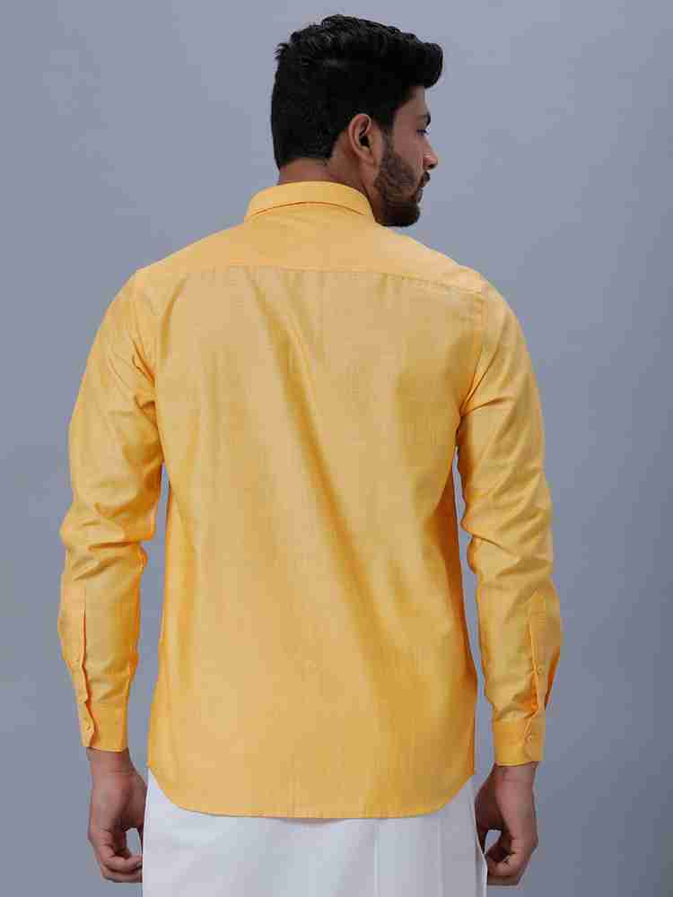 Ramraj Cotton Men Solid Casual Yellow Shirt - Buy Ramraj Cotton Men Solid  Casual Yellow Shirt Online at Best Prices in India