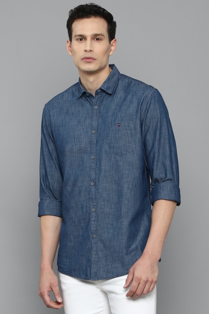 Louis Philippe Casual Shirts : Buy Louis Philippe Men Blue Slim Fit  Textured Full Sleeves Casual Shirt Online