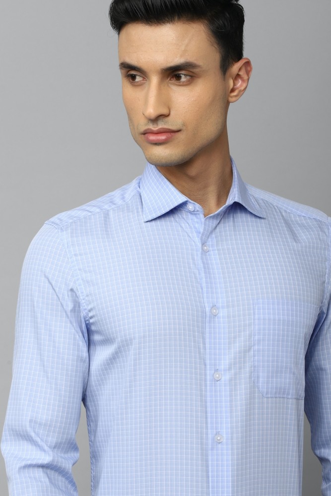 Louis Philippe Checkered Light Blue Mens Shirts - Get Best Price
