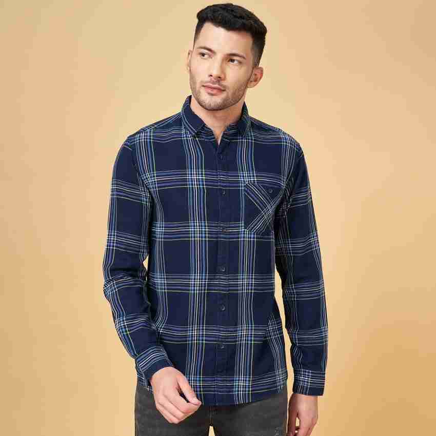 SF Jeans by Pantaloons Men Checkered Casual Blue, White Shirt - Buy SF Jeans  by Pantaloons Men Checkered Casual Blue, White Shirt Online at Best Prices  in India