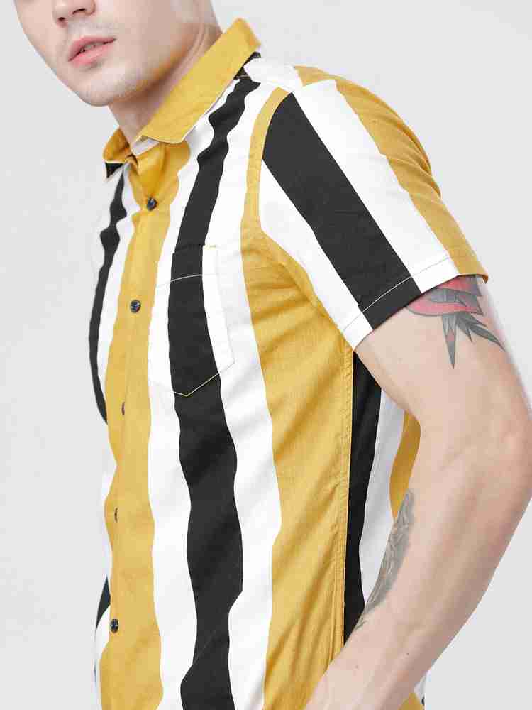 Yellow black 2025 and white shirt