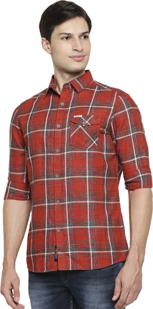 being human red check shirt