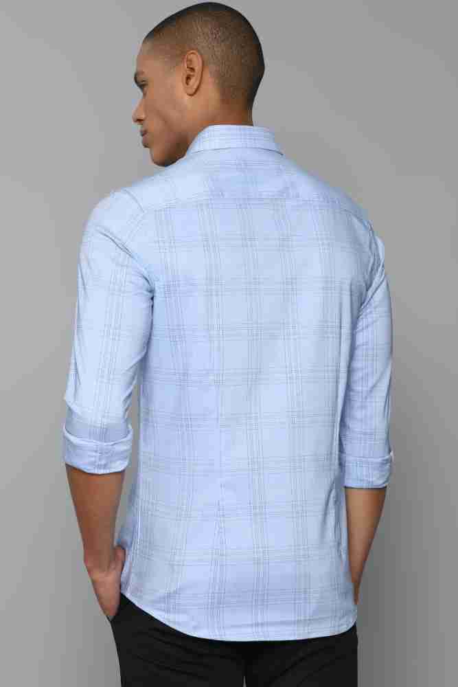 Allen Solly Men's Checkered Slim Fit Shirt (ASSFMMOPE56110_Blue 39