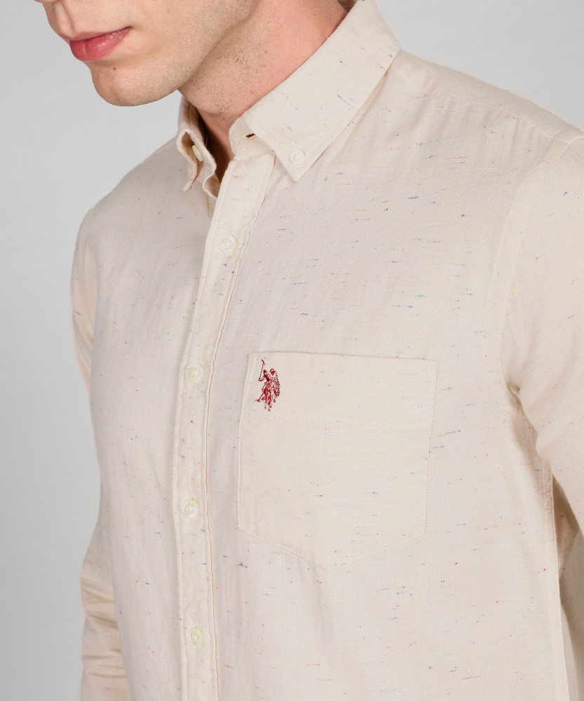 U.S. POLO ASSN. Men Solid Casual Beige Shirt - Buy U.S. POLO ASSN. Men  Solid Casual Beige Shirt Online at Best Prices in India