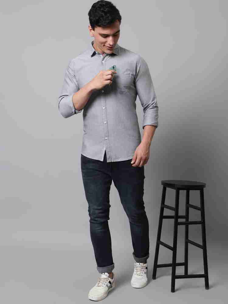 Grey shirt hot sale outfit men