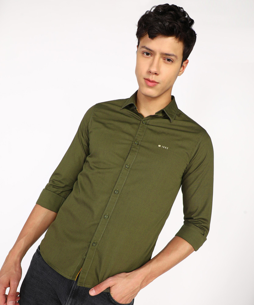 Spykar olive green shirt outlet