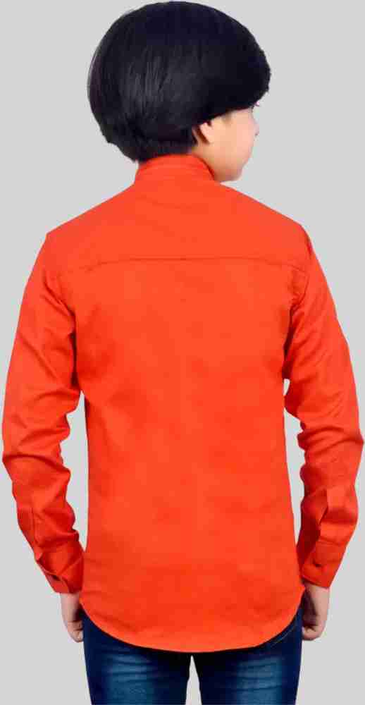 M COT Boys Solid Casual Orange Shirt Buy M COT Boys Solid Casual