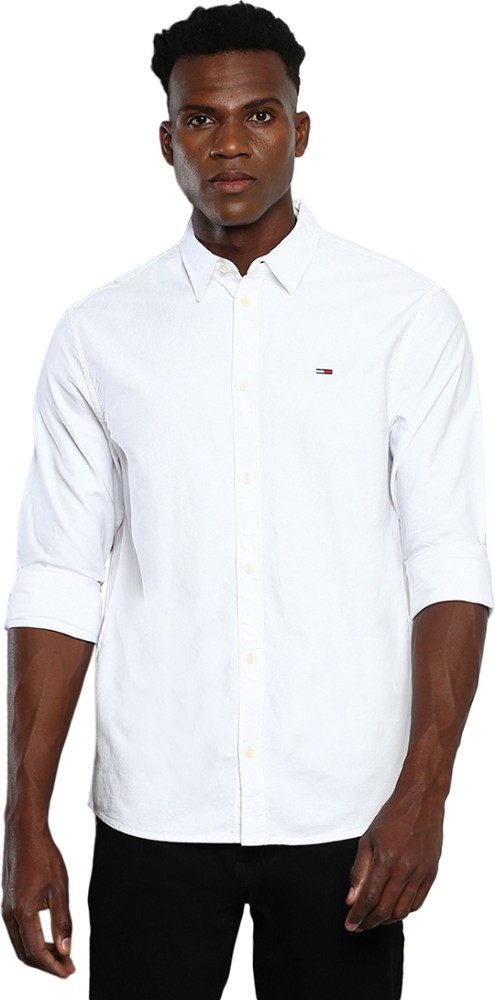 TOMMY HILFIGER Men Solid Casual White Shirt - Buy TOMMY HILFIGER Men Solid  Casual White Shirt Online at Best Prices in India