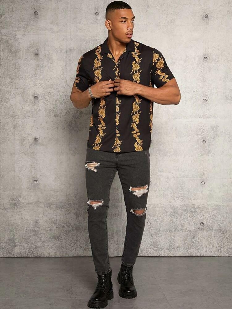 Black and gold casual outfit on sale